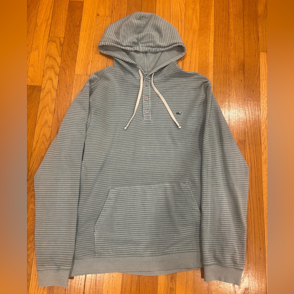 Vineyard Vines Light Green Striped Hooded Pullover sz XL